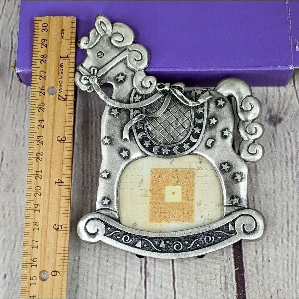 NIB - Mi Amore Rocking Horse Stars Pewter Picture Frame